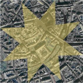 Luftbild der Umgebung der Predigergemeinde mit ausstrahlendem Stern