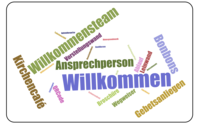 Wordcloud mit Wörtern zum Willkommensdienst