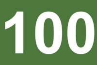 Weiße 100 auf grünem Grund